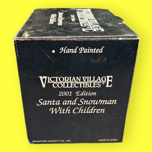 Victorian Village Collectibles Santa And Snowman With Children 2001 Edition - Picture 10 of 11